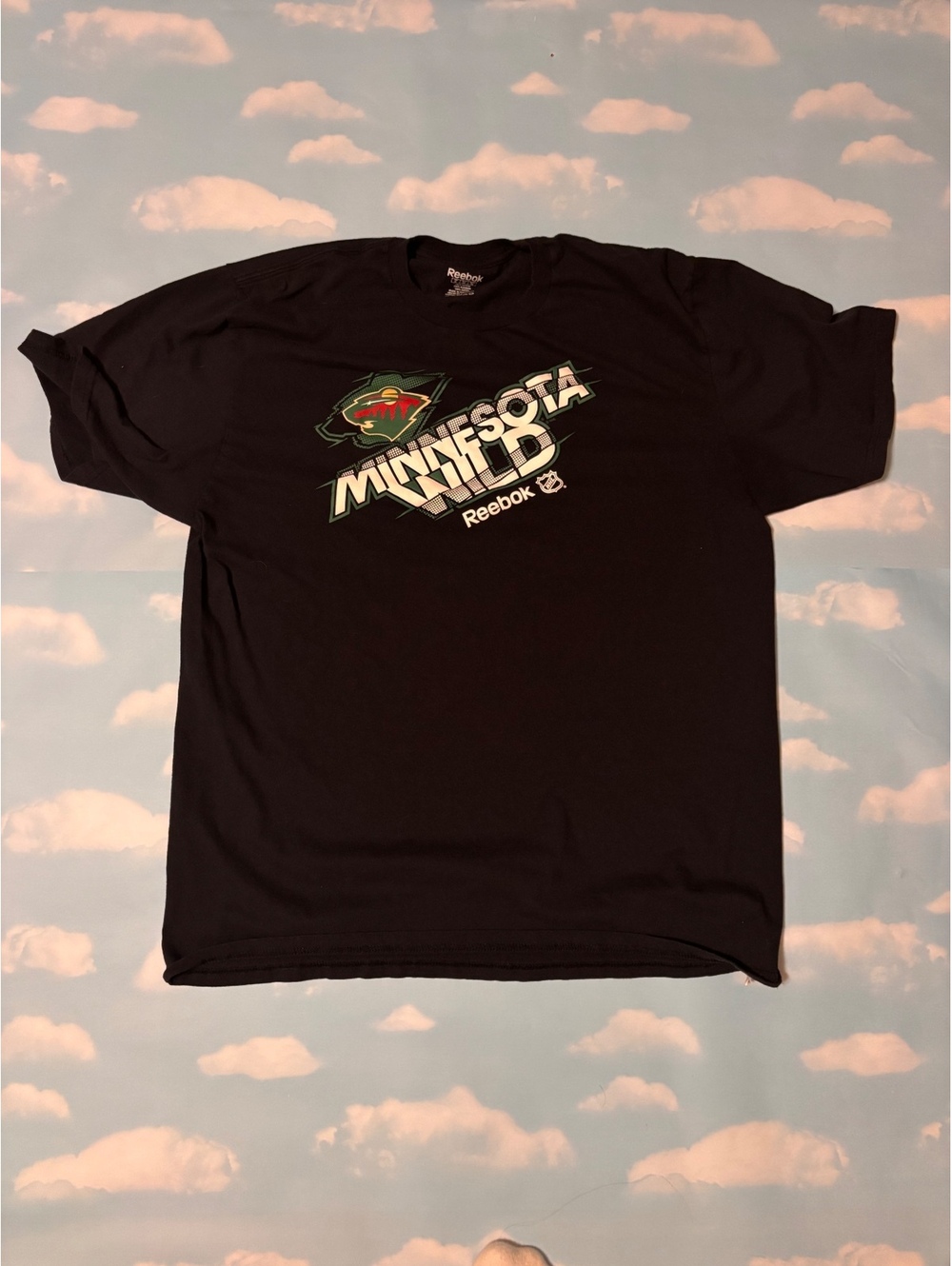 Reebok Minnesota Wild Black Cotton T-Shirt Size Large